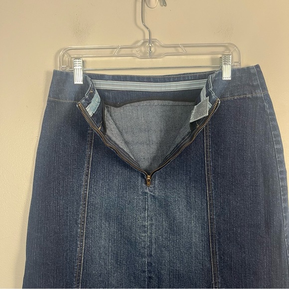 Vintage Clere Y2K denim midi cotton skirt size 10 back slit - Picture 3 of 6